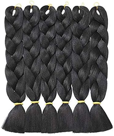 JIASLY Ombre Kanekalon Braiding Hair 1 Pack Ombre Jumbo Braiding Hair Extensions 24 Inch Jumbo Braid Synthetic Hair for Braiding black