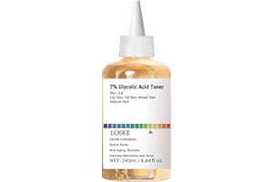 LOSKE 7% Glycolic Acid Toner, Exfoliating & Hydrating Facial Toner for Smooth Skin, Gentle pH-Balanced Formula for Pore Minimizing, and Uneven Skin Tone