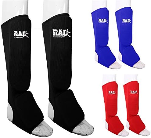 RAD Ultimate Strength RAD MMA Shin Instep Foam Pad Support Boxing Leg Guards Foot Protective Gear Kickboxing Black
