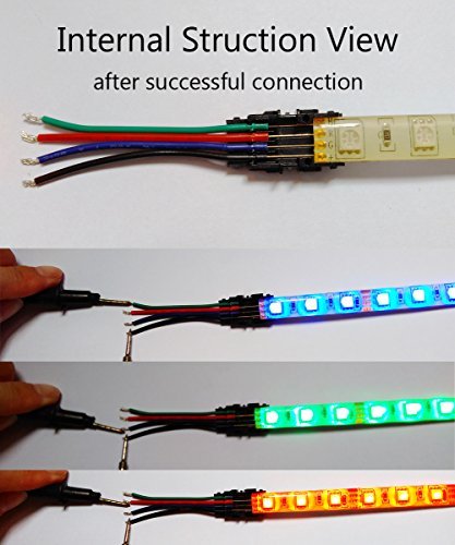Alightings LED Connector for 4Pin 5050 RGB Waterproof LED Strip Lights- Strip to Wire Quick Connection, 20 - 18 AWG Wire No Stripping