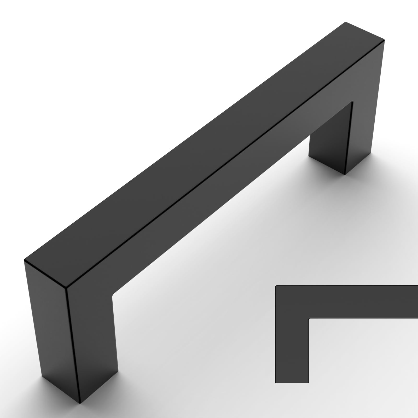 Amerdeco 10 Pack Matte Black Cabinet Pulls 3.75 Inch(96mm) Hole Centers Kitchen Cabinet Handles Cabinet Hardware Cupboard Handles Square Drawer Pulls