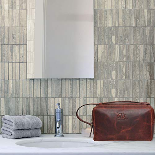 Leather toiletry bag for men - toiletry bag for women leather toiletry bag travel dopp kit Leather dopp men Shaving Kit (Brown Crazy Horse) - Thumbnail 3