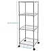 Lifewit 4 Tier Wire Shelving Unit Adjustable Storage Shelf Free Standing Unit Heavy Duty Corner Shelves with Wheels for Bathroom/Kitchen/Living Room,Silver
