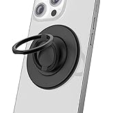 MonIdea Magnetic Phone Grip Compatible with MagSafe,Magnetic Phone Ring Holder Finger Kickstand Wireless Charging Compatible,Adjustable Double Cell Phone Rings Gripper Stand for MagSafe iPhone - Black