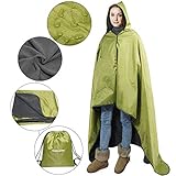 FANCYWING Outdoor Fleece Blanket XL Hooded Stadium Mat – Waterproof/Windproof for Camping, Picnic, Sports, Festival, Football, Baseball, Concerts, Grass, Dog, Beach (79 x 55 inches) Blue