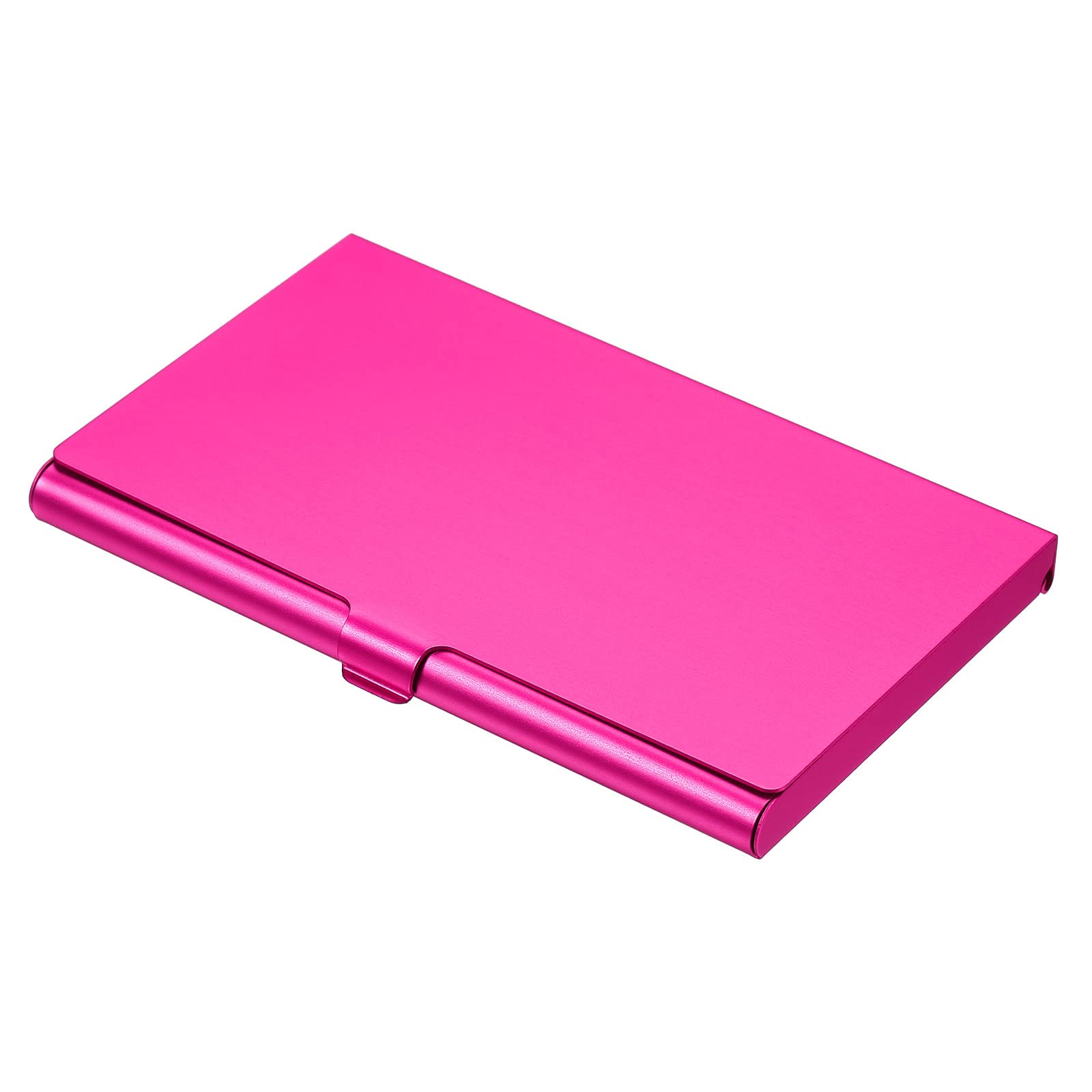 PATIKIL Business Card Holder, Aluminum Alloy Flip Cover Slim Name Cards Case for Women Men, Rose Red