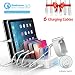 Soopii Quick Charge 3.0 60W/12A 6-Port USB Charging Station for Multiple Devices, 6 Short Charging Cables Included, I Watch Charger Holder,for Phones, Tablets, and Other Electronics,White