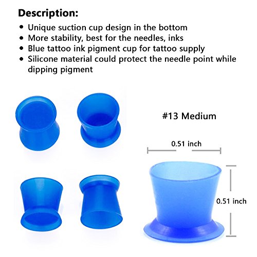 Tattoo Ink Caps Cups - 130Pcs/box blue Tattoo Ink Cups With Base,Tattoo Kits,Tattoo Supplies Tattoo Ink Caps for Tattooing Tattoo Ink Cups Disposable Small Pigment Cups(#13 Medium) - Thumbnail 2