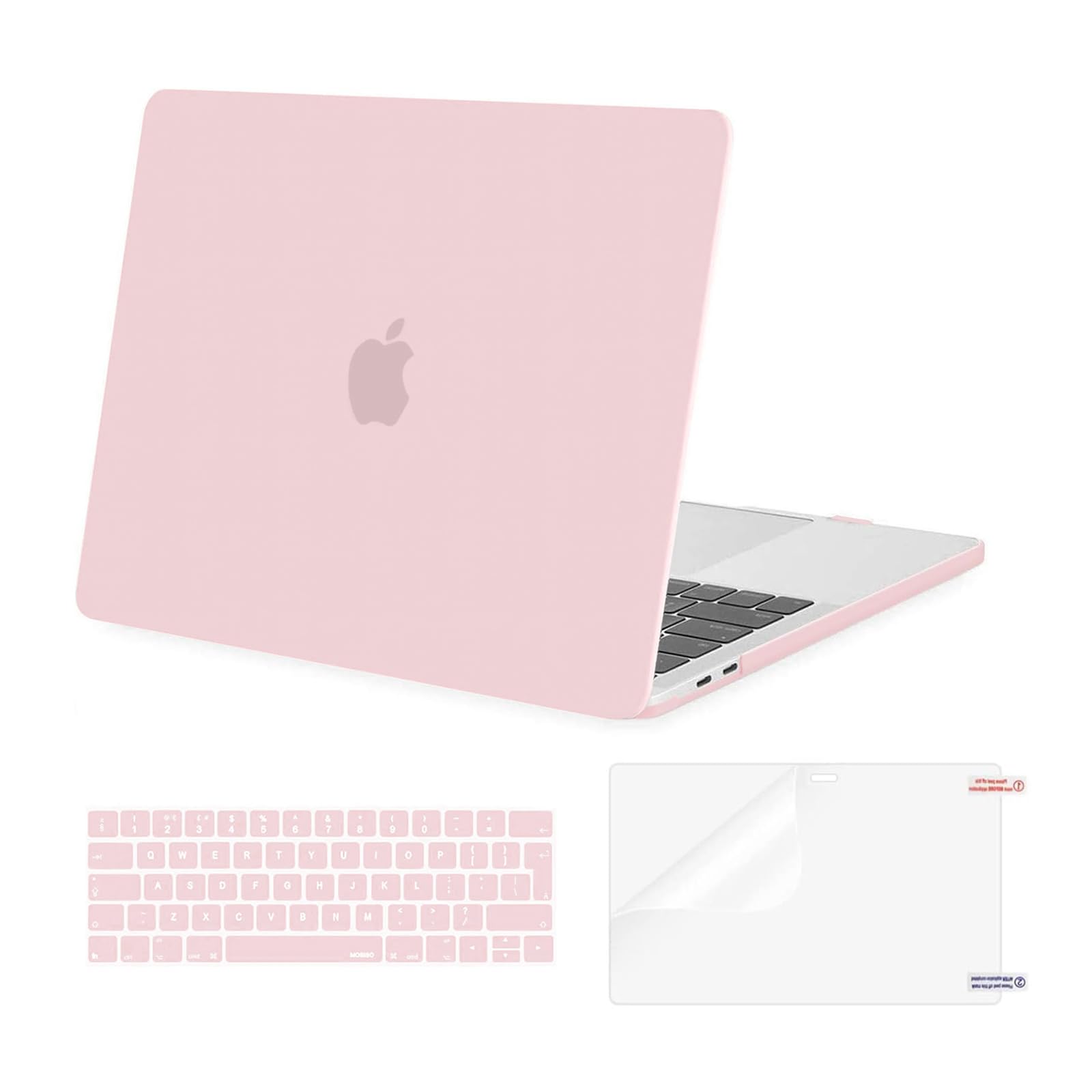 MOSISO Compatible with MacBook Pro 13 inch Case M2 M1 2026 2025 2024 2023-2016 Release A2338 A2289 A2251 A2159 A1989 A1706 A1708, Plastic Hard Shell Cover&Keyboard Skin&ScreenProtector, Rose Quartz