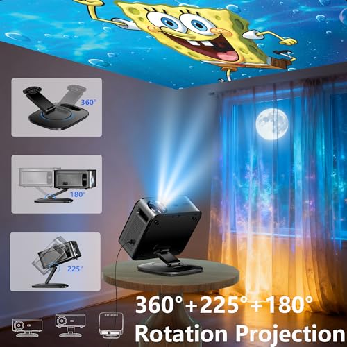 Projector 4K 【FIFA World Cup/1500 ANSI/Google TV】 XIWBSY Projector Voice Control, Autofokus, GTV Projector 38000 Lumens, Official Apps/Live TV, Bluetooth Projector for Home Theater