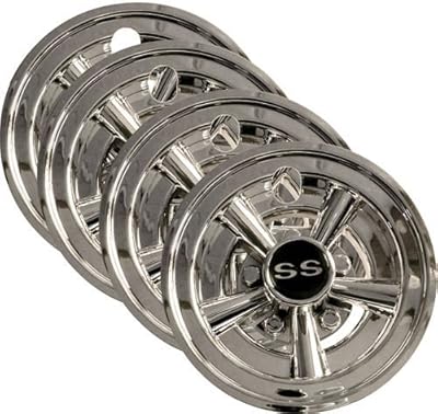 4x 8" Chrome Golf Cart Wheel Covers for EZGO, Club Car, + Yamaha Carts