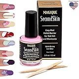 Liquid Latex Barrier for Nail Art, Manicures &amp; Pedicures | Peel Off Nail Polish Barrier | Simply Peel Off Latex Tape | Easy Cleanup Latex for Messy Nail Art - Magique Second Skin, 0.5 fl oz