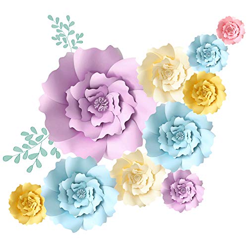 Lucky Monet 3D Paper Flower Backdrop DIY Wavy Petals Flower Crafting Wall Decoration for Wedding Birthday Party Celebration (2Pcs/8"/Beige) - Thumbnail 3