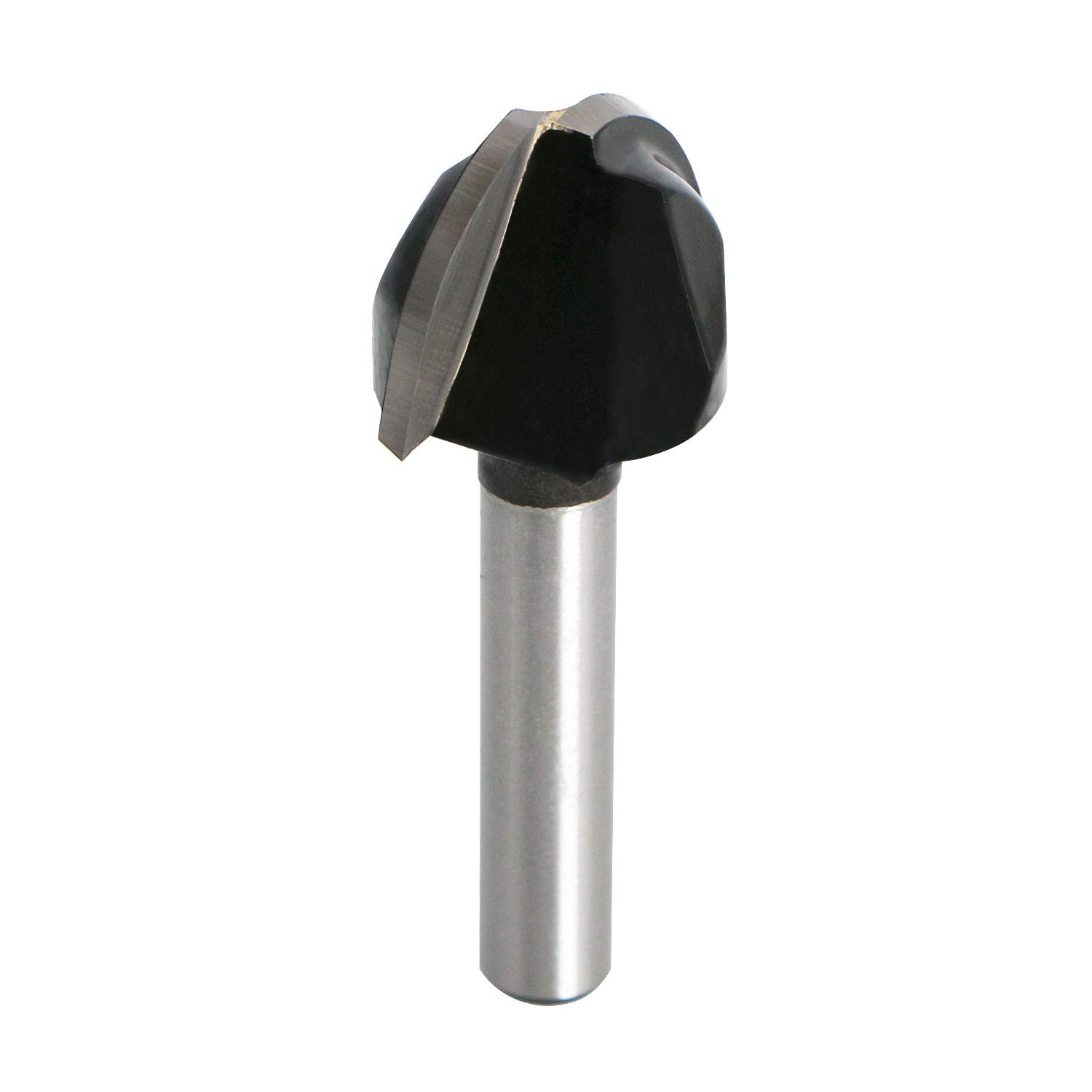 Aopin Core Box Router Bit 5/8" Cutting Dia 1/4" Shank Dia Double Flute Round Nose Tipped Round Groove Router Bit, Carbide, Black, Silver, 1Pcs