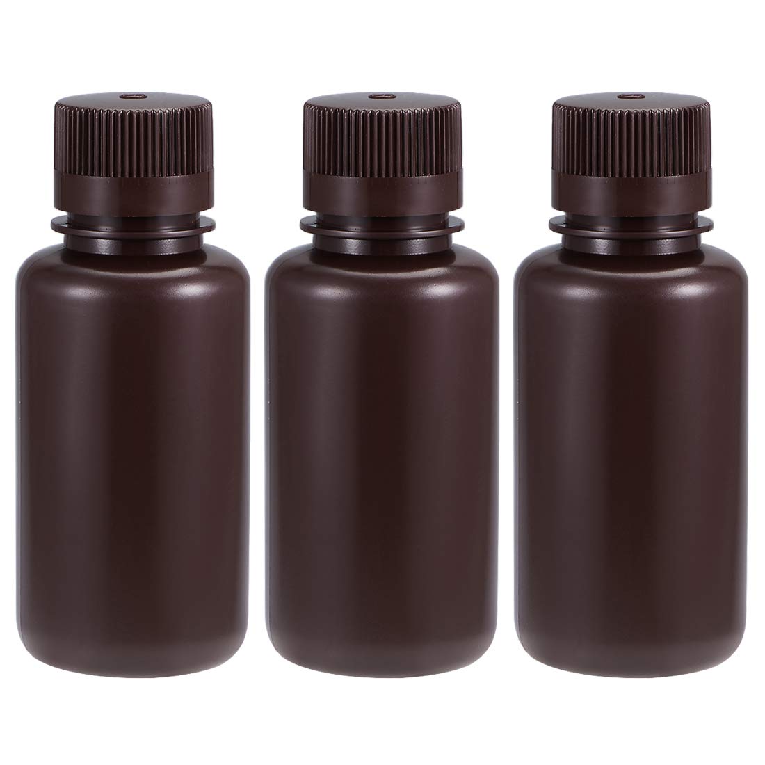 sourcing map Plastic Lab Chemical Reagent Bottle 250ml/8.5oz Small Mouth Sample Sealing Liquid Storage Container Brown 3pcs