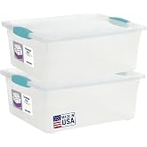 Tribello Plastic Storage Containers, 12 Qt, Clear with Lids, 2 Pack, Made in USA (Deep - 14 x 11 x 6)