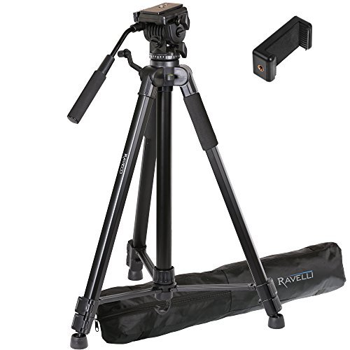 Ravelli AVTH 72" Light Weight Aluminum Video Tripod with Bag Includes Universal Smartphone Mount