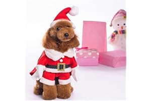 NACOCO Pet Christmas Costumes Dog Suit with Cap Santa Claus Suit Dog Hoodies Cat Xmas Costumes (Red, M)