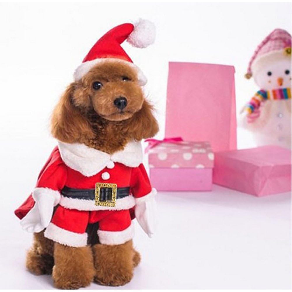 Photo 1 of NACOCO Dog Christmas Dresses Cat Xmax Suits Small Pet Haliday Outfits Winter Warm Clothes (Red, S)