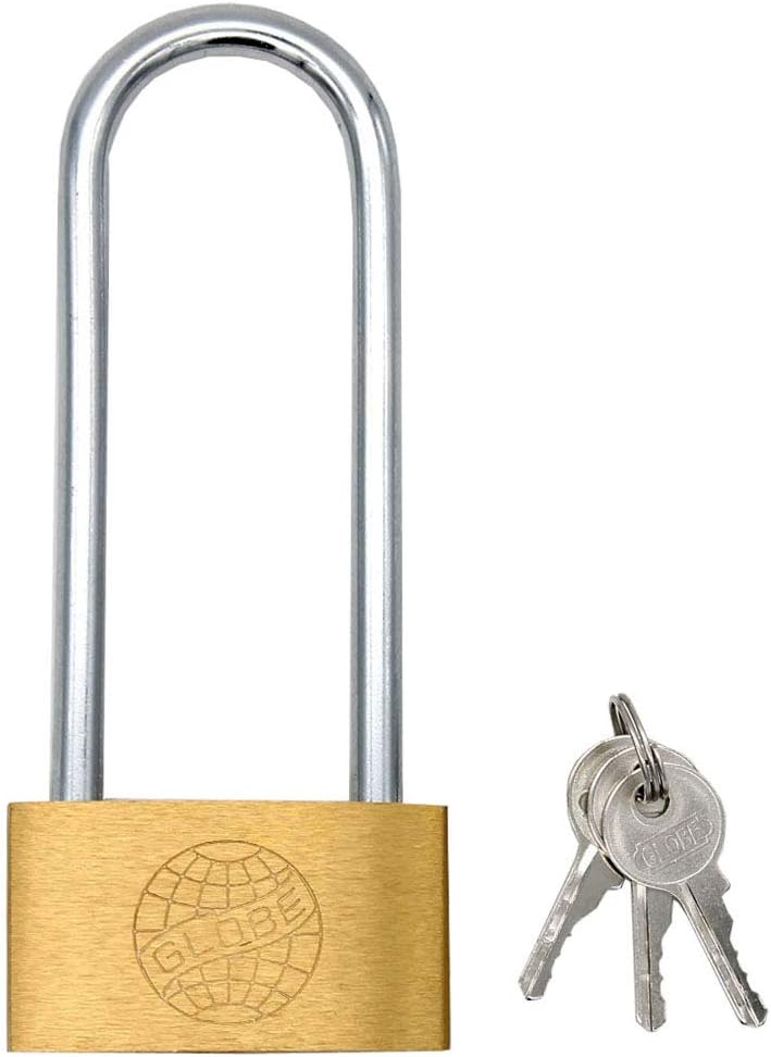 3 Master Keys All Weather Solid Brass Keyed Different Padlock with Brass Shackle, Includes
