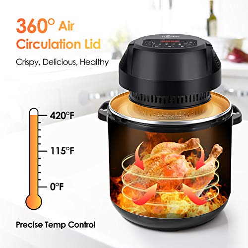 8 in 1 Air Fryer Lid, ICETEK 2021 Instant Pot, 1000W Powerful Pressure