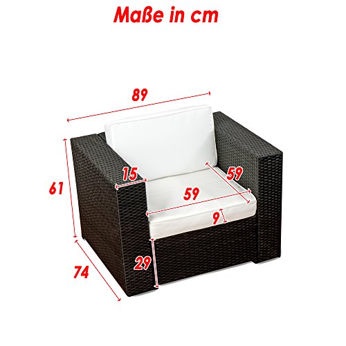 XINRO® 25tlg. Deluxe Lounge Garnitur Set Gruppe Polyrattan Sitzgruppe Gartenmöbel Loungemöbel + 2X Lounge Sessel… – Bild 6