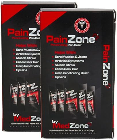 MedZone PainZone - Penetrating Pain Relief – Analgesic – Anti-Inflammatory – Pain Treatment Option – 1/8oz 5 ct Box-2 Pck for Back Pain|Arthritis Symptoms|Golfers Elbow|Sore Muscles|Joint Pain