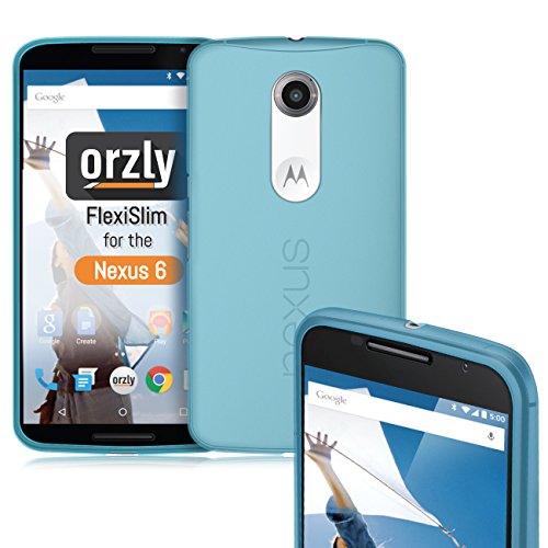 Nexus 6 Case, Orzly - FlexiSlim Case for Nexus 6 (2014 Model Google Nexus 6 Smartphone by Motorola) - Super Slim (0.5mm) Protective Phone Cover in Semi Transparent Blue