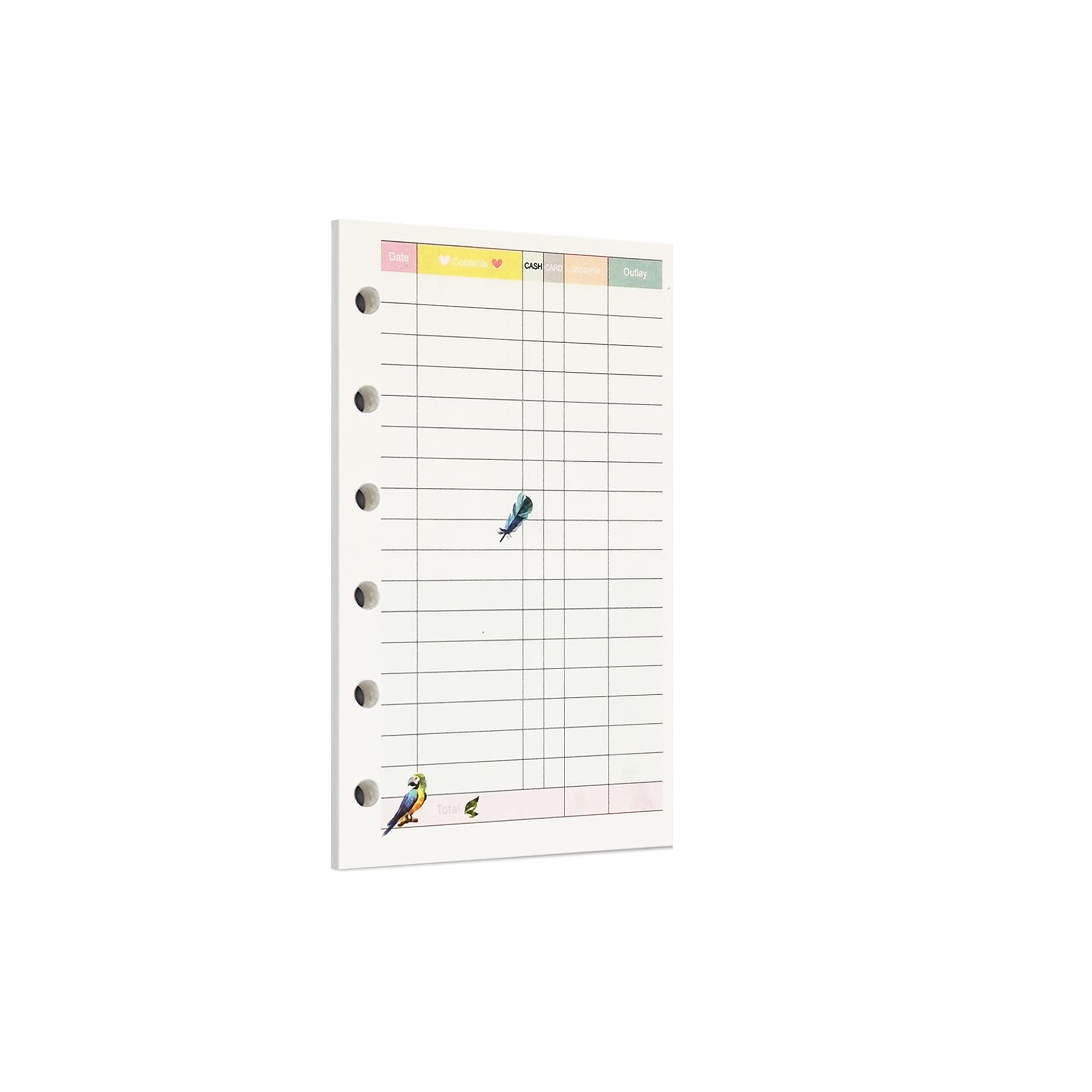 Zelten 45 Sheets 90 Pages Colorful Loose Leaf Punched Paper Refills Paper for 6 Hole Binder Personal Organizer Diary Notebook Refillable Planner (A7, Rainforest Financial) — image 1