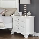 Roundhill Furniture Laveno 012 White Wood 3-Drawer Night Stand