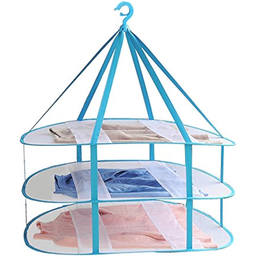 3Tier Folded Mesh Clothes Hanging Dryer Tshirt / Sweater Drying Rack
