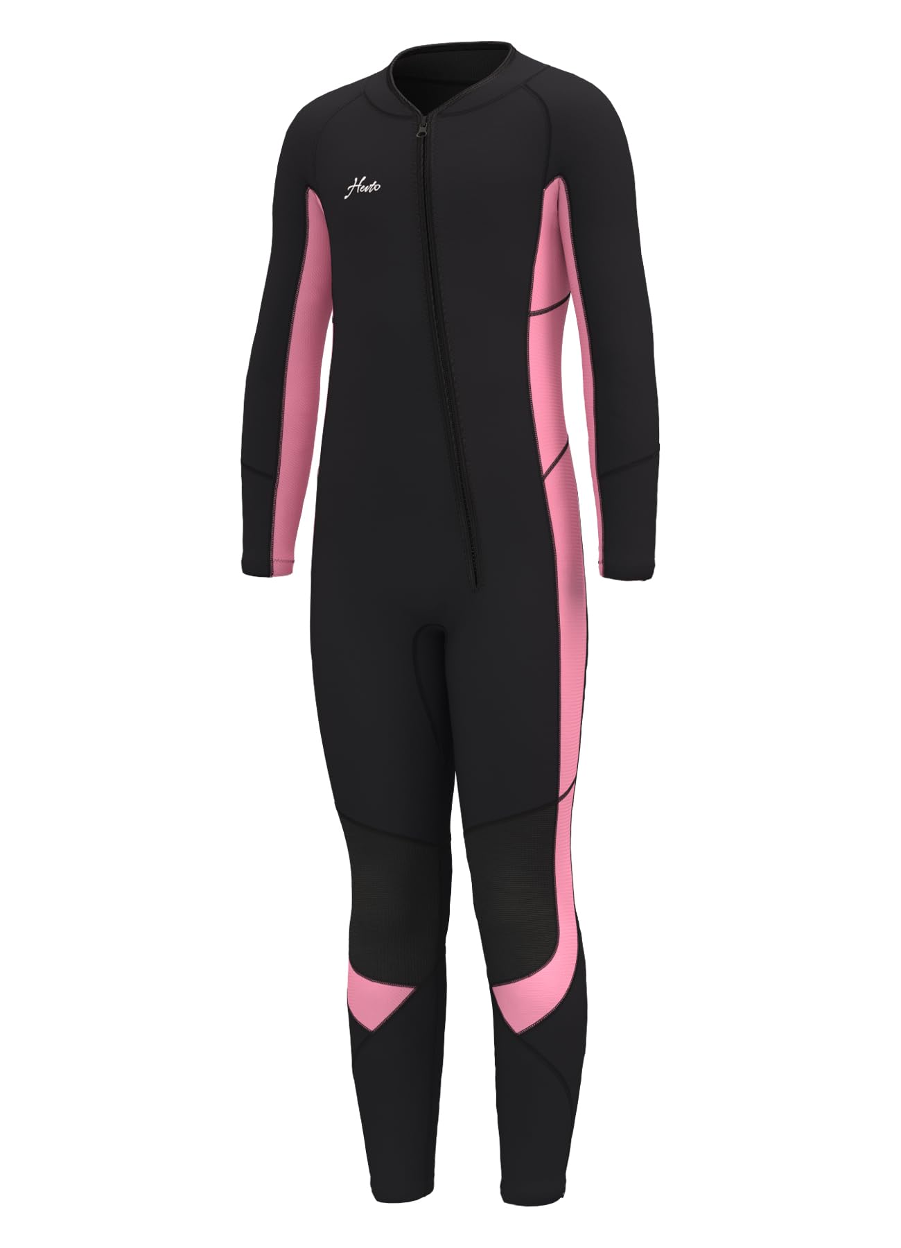 Photo 1 of Hevto Kids Wetsuit for Girls Toddler Size 10 Child Youth 3/2mm Neoprene Full Wet Suit Front Zip Thermal Swimsuit Swimming in Cold Water (K3-Pink, 10)