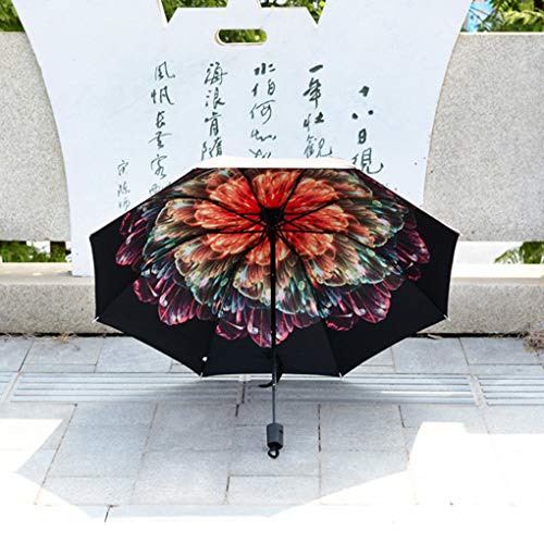 MuLuo Windproof Folding Umbrellas Women Girls Men UV Sunshade Rain Umbrella Black Glue Parasol Ultraviolet-Proof