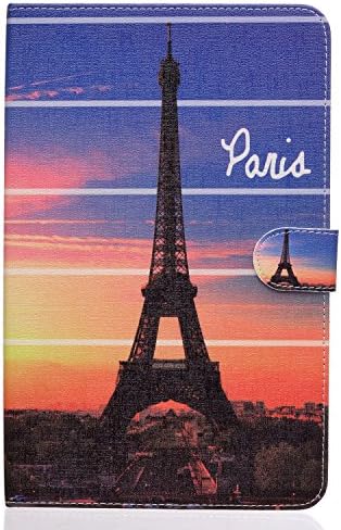 T560 Case, Crosstree PU Leather Stand Feather with 3 Built-in Card Slots,Money Pocket Flip Cover Magnetic Closure Cover For Samsung Galaxy Tab E 9.6 Inch SM-T560 Tablet (Eiffel Tower)