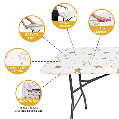 AtkEssentialProducts Waterproof Plastic Vinyl Tablecloth Elastic Edged