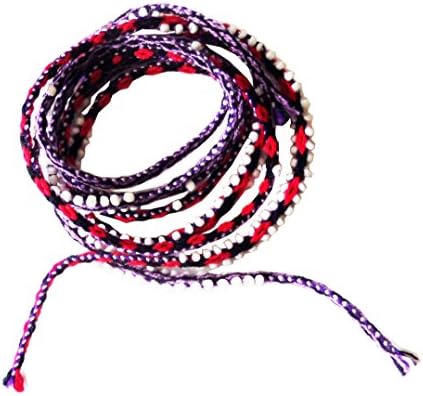 Inka Style, Handmade Wrap Bracelet , Anklet, Neck and Hair Accesory with Beads, 33" long, Multicolored, Set of 2