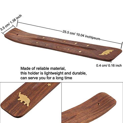 Trounistro 10 Pieces Incense Sticks Holder Incense Burner Ash Catcher Wooden Handmade - 10.2 Inches Long