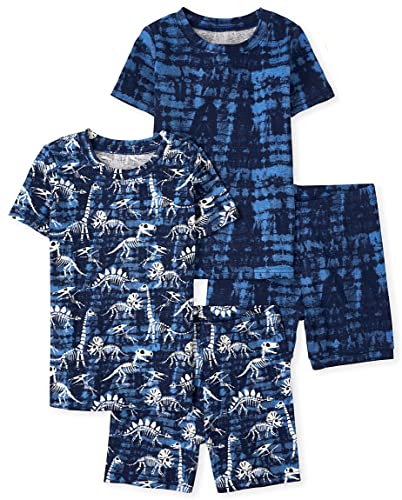 The Children's Place Baby-boy and Toddler Short Sleeve Top and Shorts Pajama Set Glow-dino/Blue 2 Pack Baby & Toddler - PJ Set 4T at Amazon