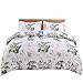 YMY Lightweight Microfiber Bedding Duvet Cover Set, Floral Printing Pattern (Green, Queen)