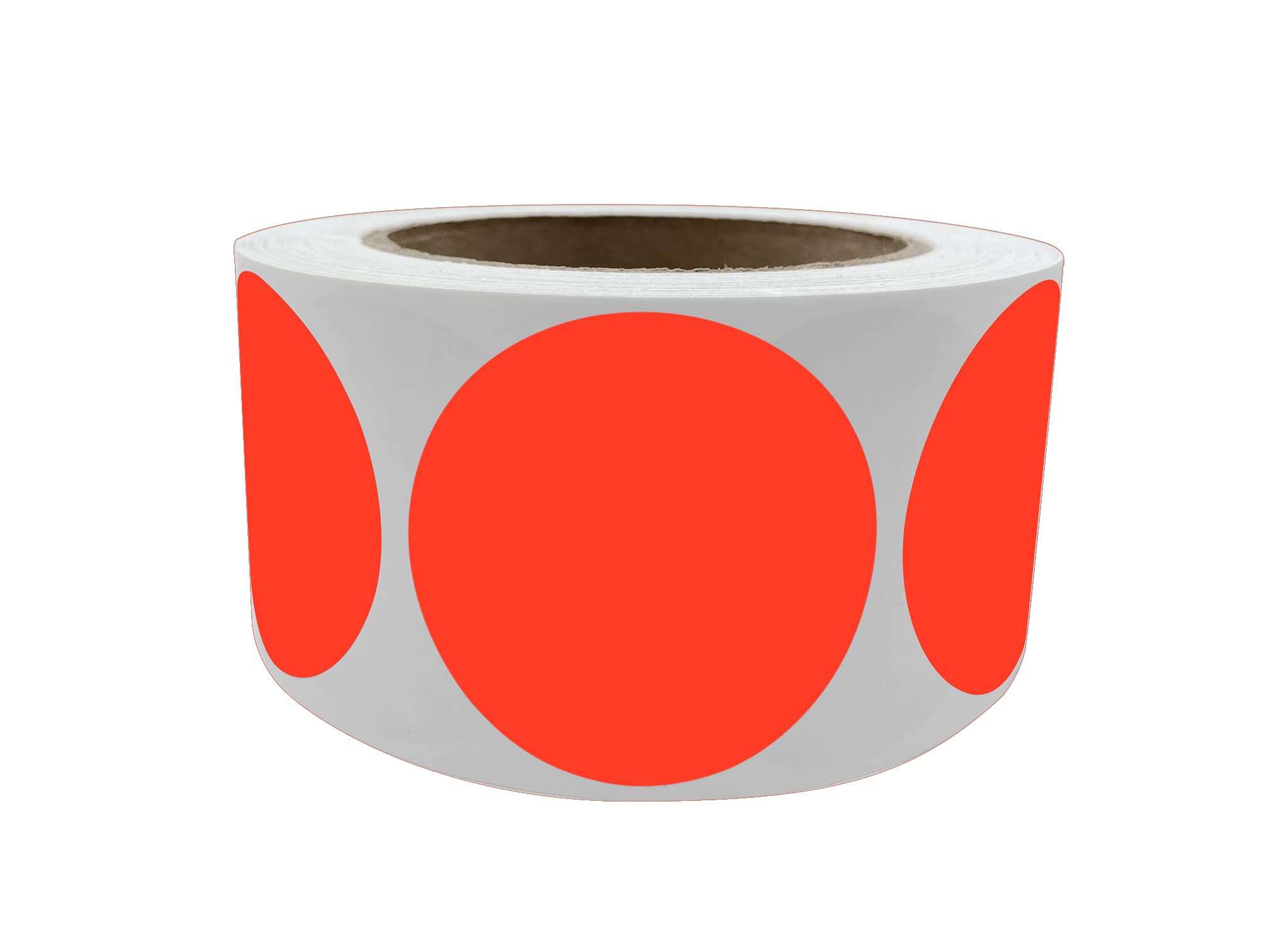 Royal Green Colored Dot Stickers in Neon Red Rolls 2 inch 50mm - 600 Pack