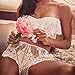 Toraway Lingerie, Sexy Women Exotic Nightwear Lingerie Lace Underwear Set (Large, White)
