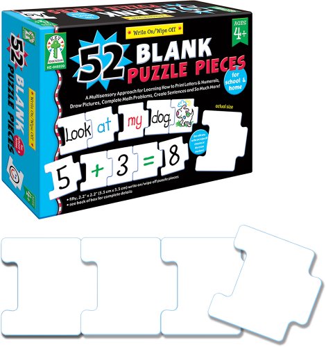 Carson Dellosa Key Education Write-On/Wipe-Off: 52 Blank Puzzle Pieces Manipulative (846039)