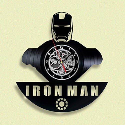 Iron Man Marvel Vinyl record Wall Clock, Unique Décor for Home or Living Room, Gift ideas for friends, man and woman