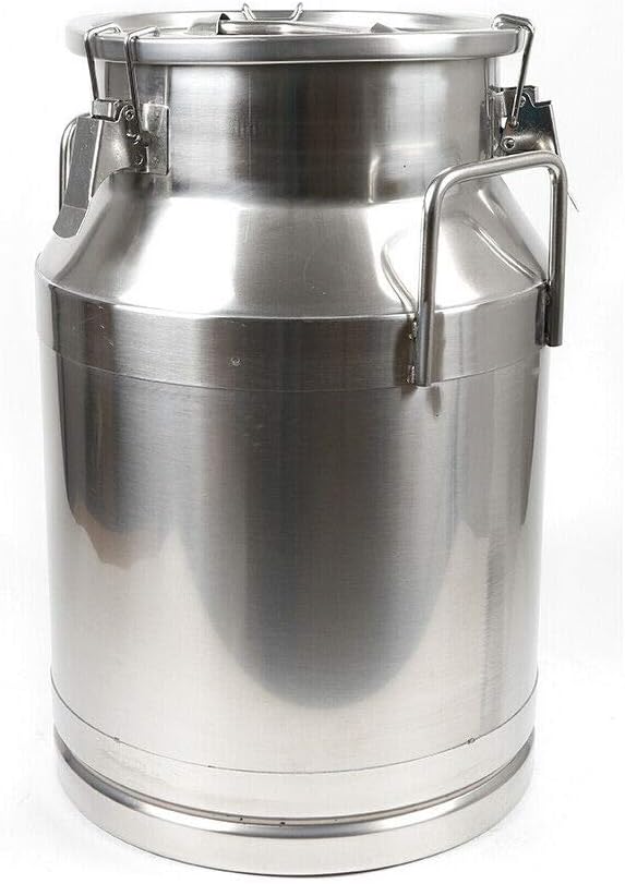 Milk Can 8 Gallon Food Grade Stainless Steel Milk Transport Can Milk Bucket Wine Pail Bucket Milk Can Tote Jug with Sealed Lid for Milk Wine Liquid Storage Container (8 Gallon / 30 Liters)