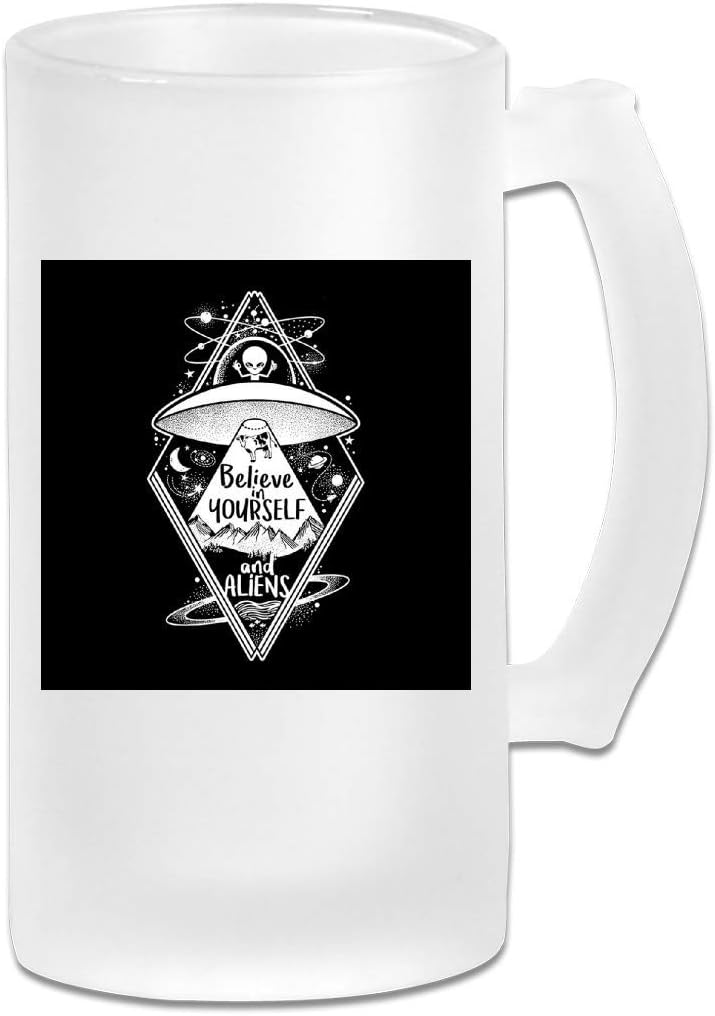 Tazza Di Birra Stein In Vetro Smerigliato Stampato 16 Once Credi In Te Stesso E Alieni Tazza Grafica Amazon It Casa E Cucina