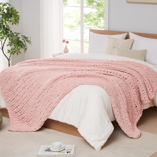 Photo 1 of L'AGRATY Chunky Knit Blanket Throw - Soft Chenille Yarn Throw Blanket 30x40?Handmade Thick Cable Knit Crochet Blanket - Large Knit Blanket Chunky Rope Knot Throw Blanket for Couch Sofa Bed Home Decor