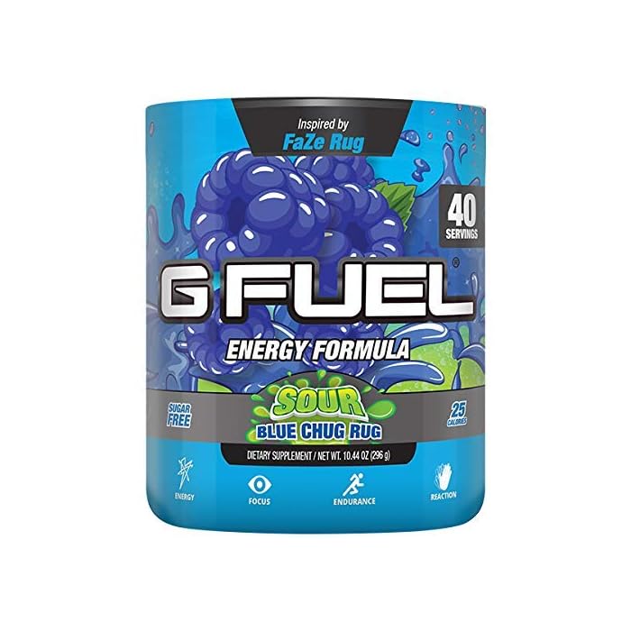 G Fuel Sour Blue Chug Rug Sour Blue Raspberry Game Changing Elite Energy Powder Inspired By FaZe Rug, Sharpens Mental…
