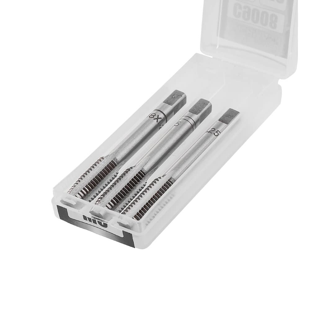 RICHMANN Thread HSS-G Tap Set - 3 pieces (M12 x 1.7) - Si-Cr Steel Metric Thread - Taper Tap, Bottoming Tap, Straight Flute Tap Set - Precise Machine Tapping for Blind Holes - DIN 371C Standard