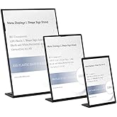 ECKEK ABS Plastic Sign Holder,Menu Displays L Shape Sign Stand (Vertical Black A6 105×148mm/4.13×5.83 inches)