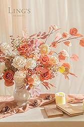 Ling's Moment Artificial Flowers Burnt Orange Roses